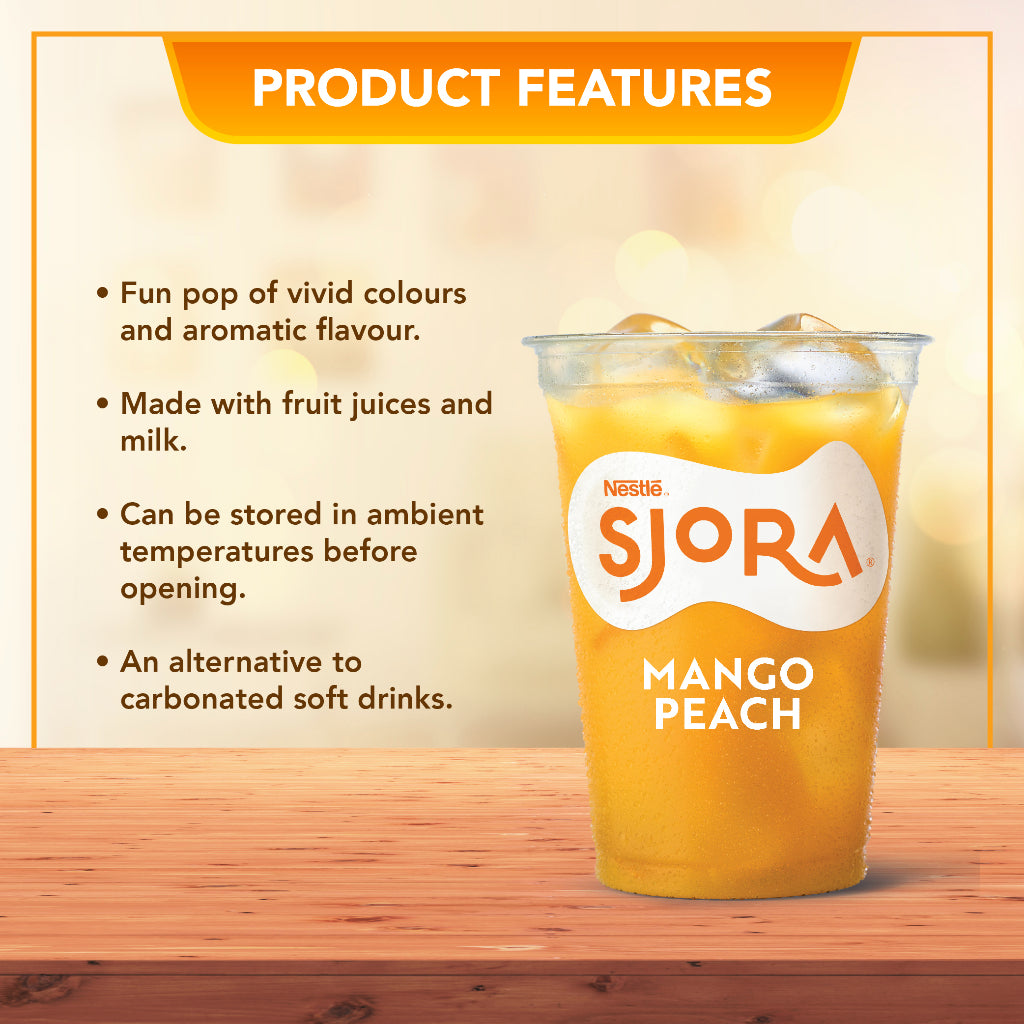 SJORA Mango Peach Reduced Sugar Concentrate - 1L (Carton of 12 packs)