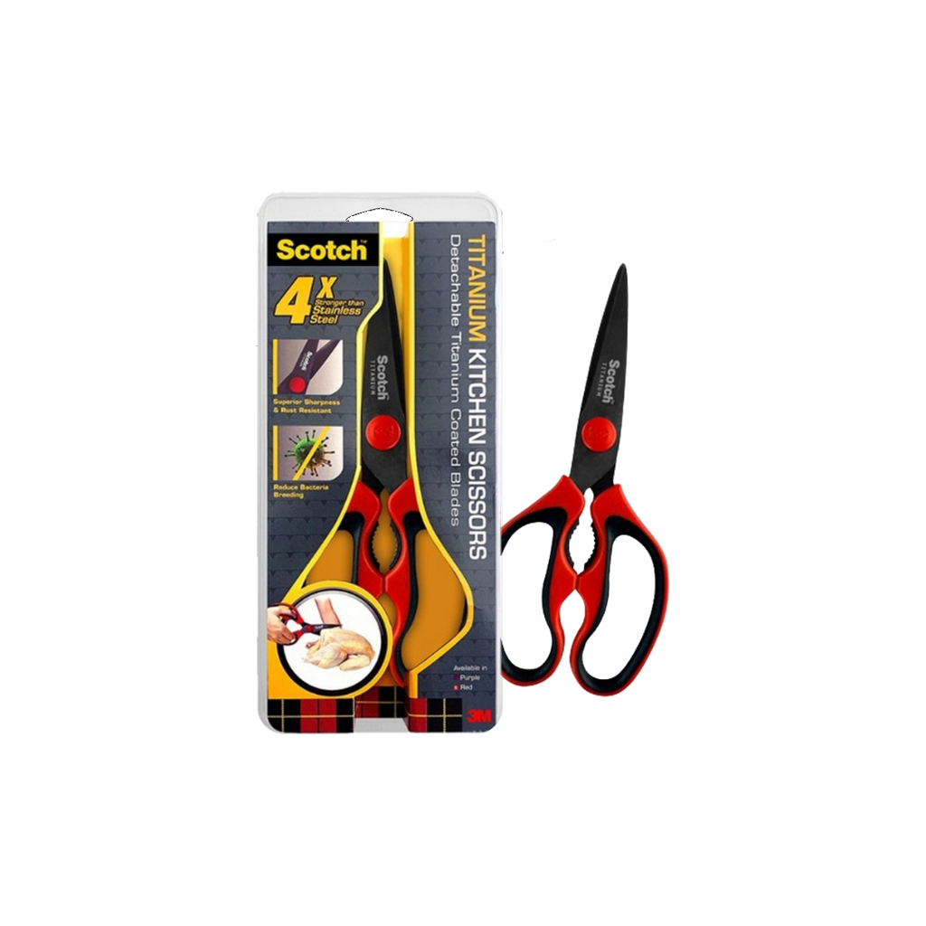 3M™ Scotch™ Titanium Kitchen Scissors, Detachable, 1 pc/pack, Red, Purple, For cutting meat
