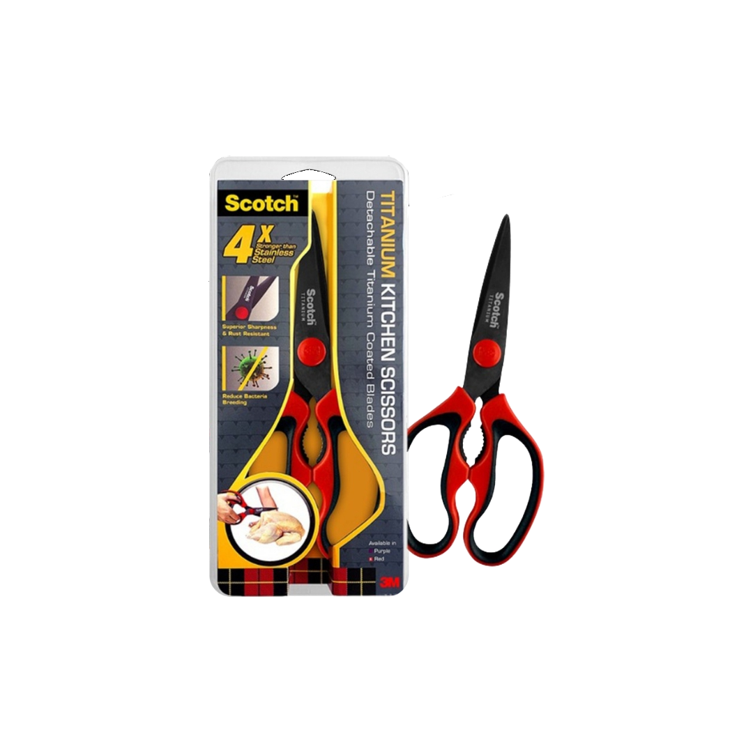 3M™ Scotch™ Titanium Kitchen Scissors, Detachable, 1 pc/pack, Red, Purple, For cutting meat
