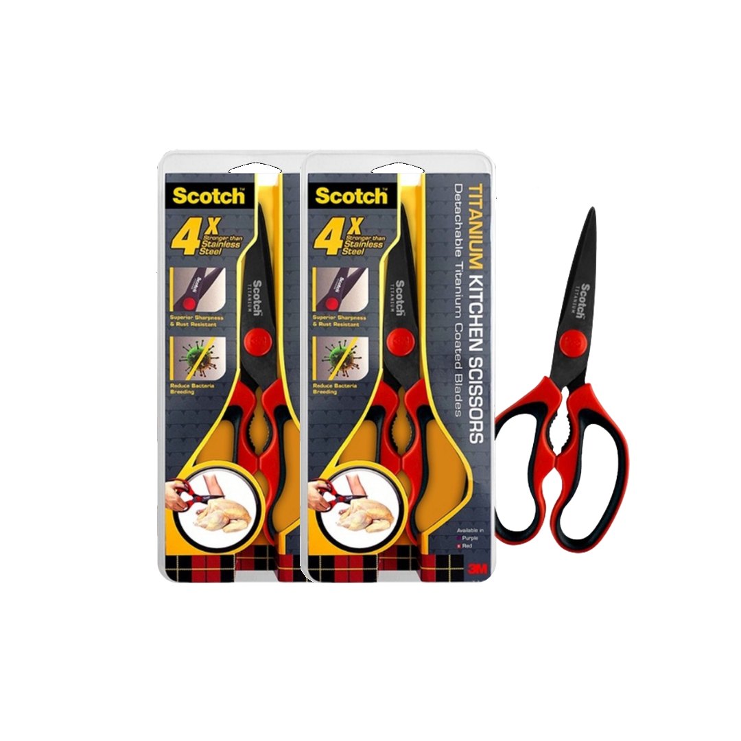 3M™ Scotch™ Titanium Kitchen Scissors, Detachable, 1 pc/pack, Red, Purple, For cutting meat