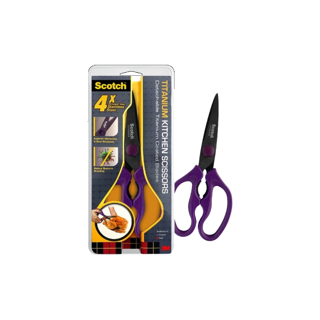 3M™ Scotch™ Titanium Kitchen Scissors, Detachable, 1 pc/pack, Red, Purple, For cutting meat