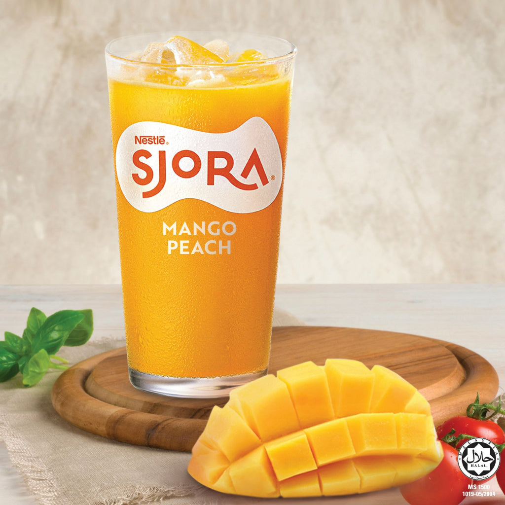 SJORA Mango Peach Reduced Sugar Concentrate - 1L (Carton of 12 packs)