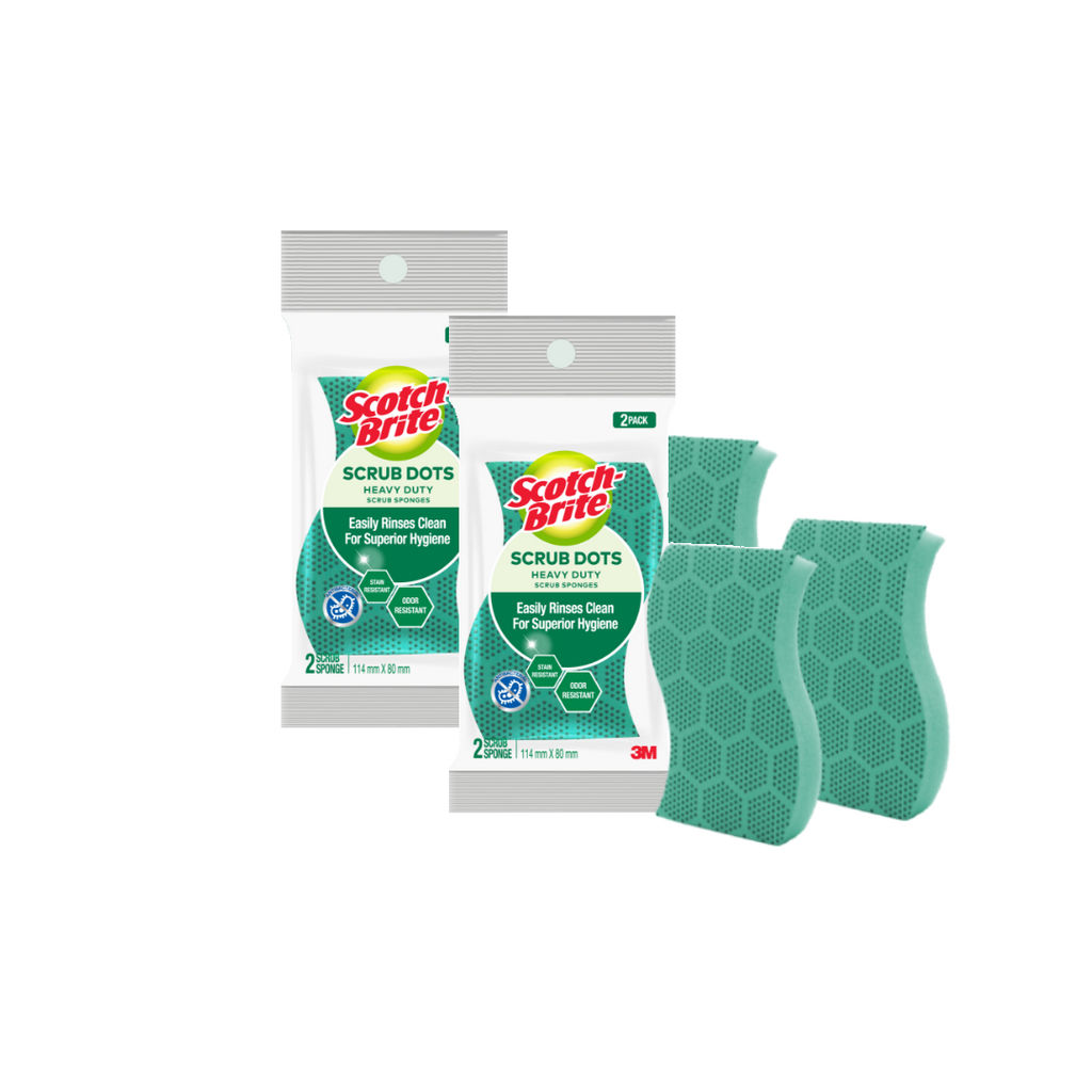 3M™ Scotch-Brite® Scrub Dots Heavy Duty Scrub Sponges, Anti-Bacterial, 2 pcs/pack, For dishwashing
