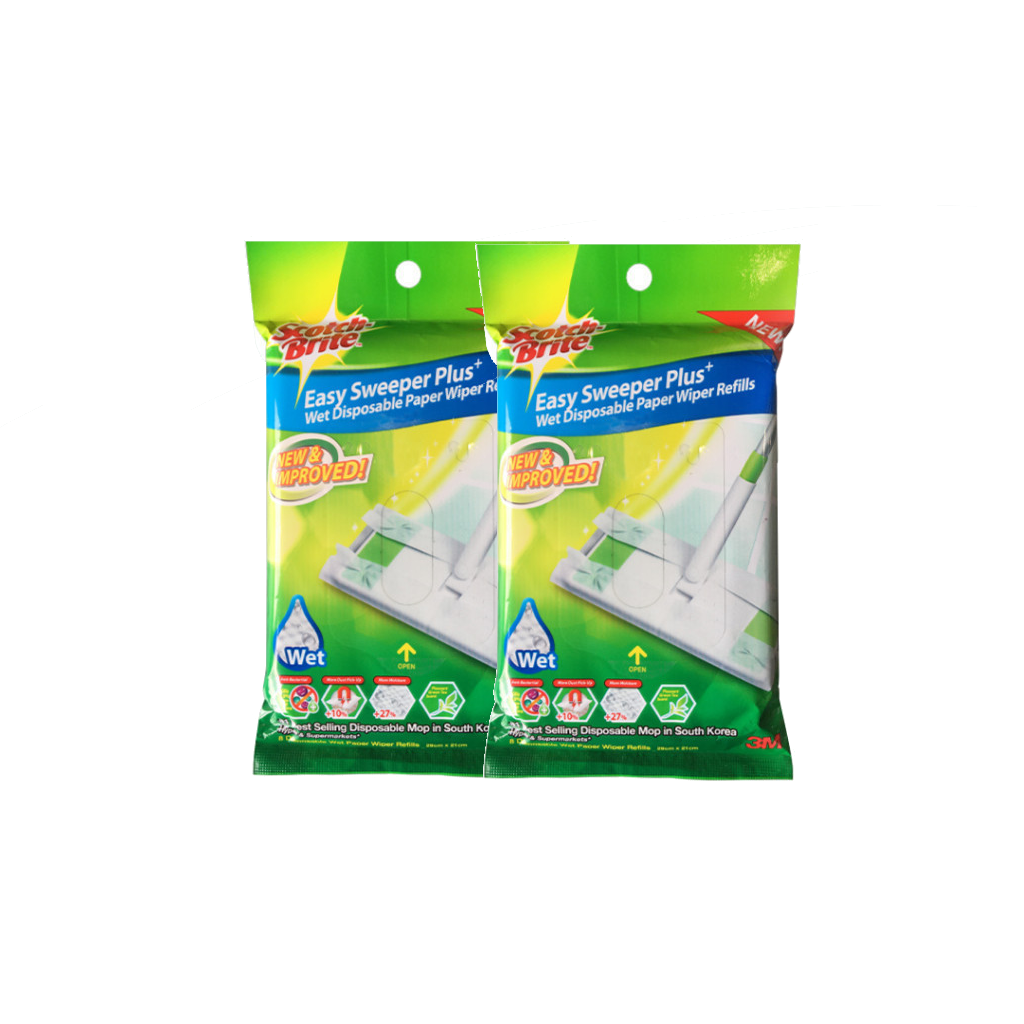 3M™ Scotch-Brite™ Easy Sweeper Plus Mop Wet Disposable Paper Wiper Refills, 8 pcs/pack, For Easy Sweeper Plus Mop