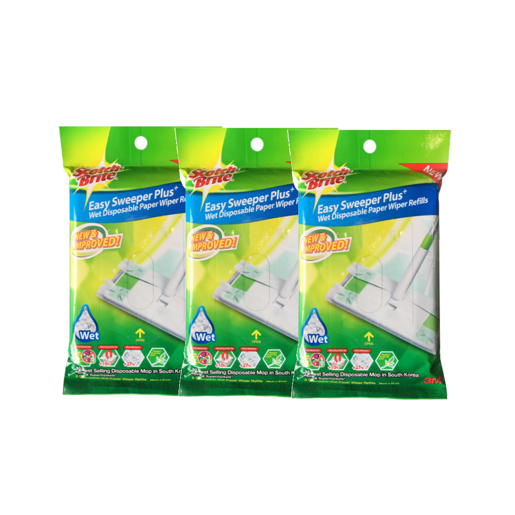 3M Scotch-Brite Easy Sweeper Plus Mop Wet Disposable Paper Wiper Refills