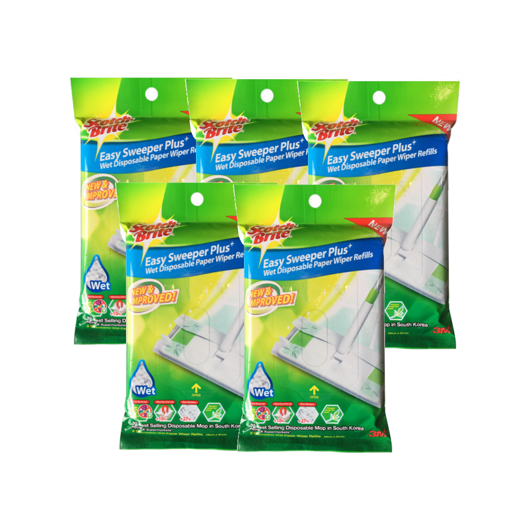 3M Scotch-Brite Easy Sweeper Plus Mop Wet Disposable Paper Wiper Refills