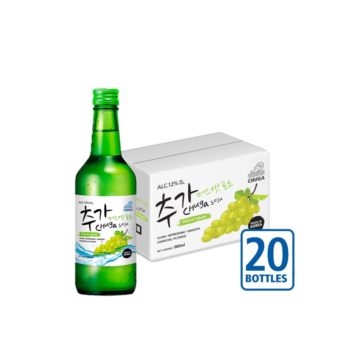 Chuga Korean Soju - Muscat Grape Flavour (20 Bottles x 360ml)