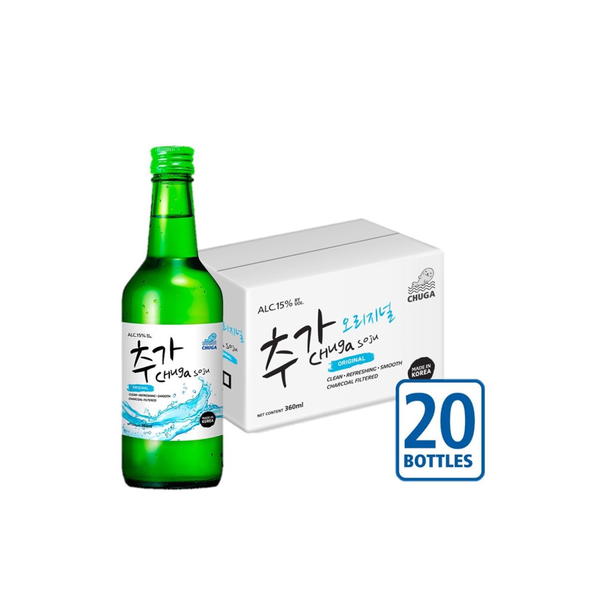 Chuga Korean Soju - Original Flavour (20 Bottles x 360ml)