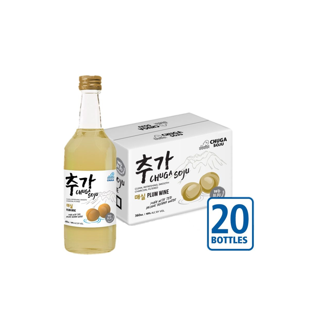 Chuga Korean Soju Jeju Series - Plum Flavour (20 Bottles x 360ml)