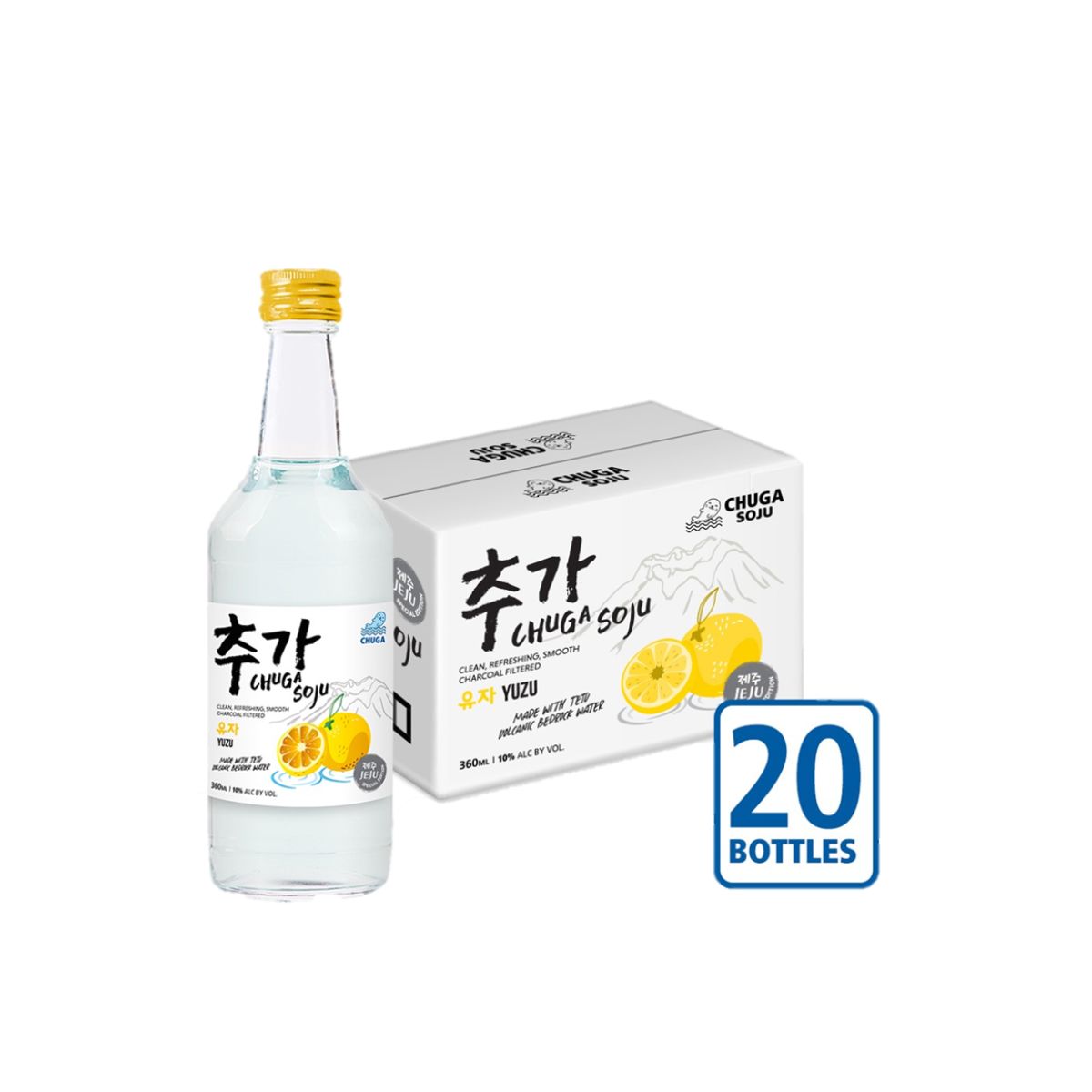 Chuga Korean Soju Jeju Series - Yuzu Flavour (20 Bottles x 360ml)