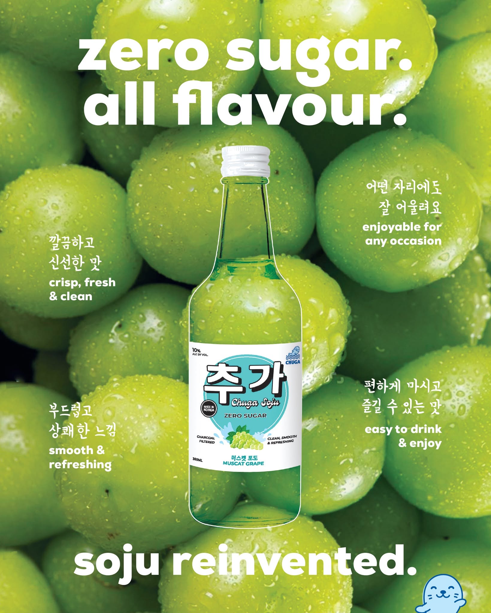 Chuga Muscat Grape Zero Sugar Soju 360ml (Bundle Set) (Sugar Free)