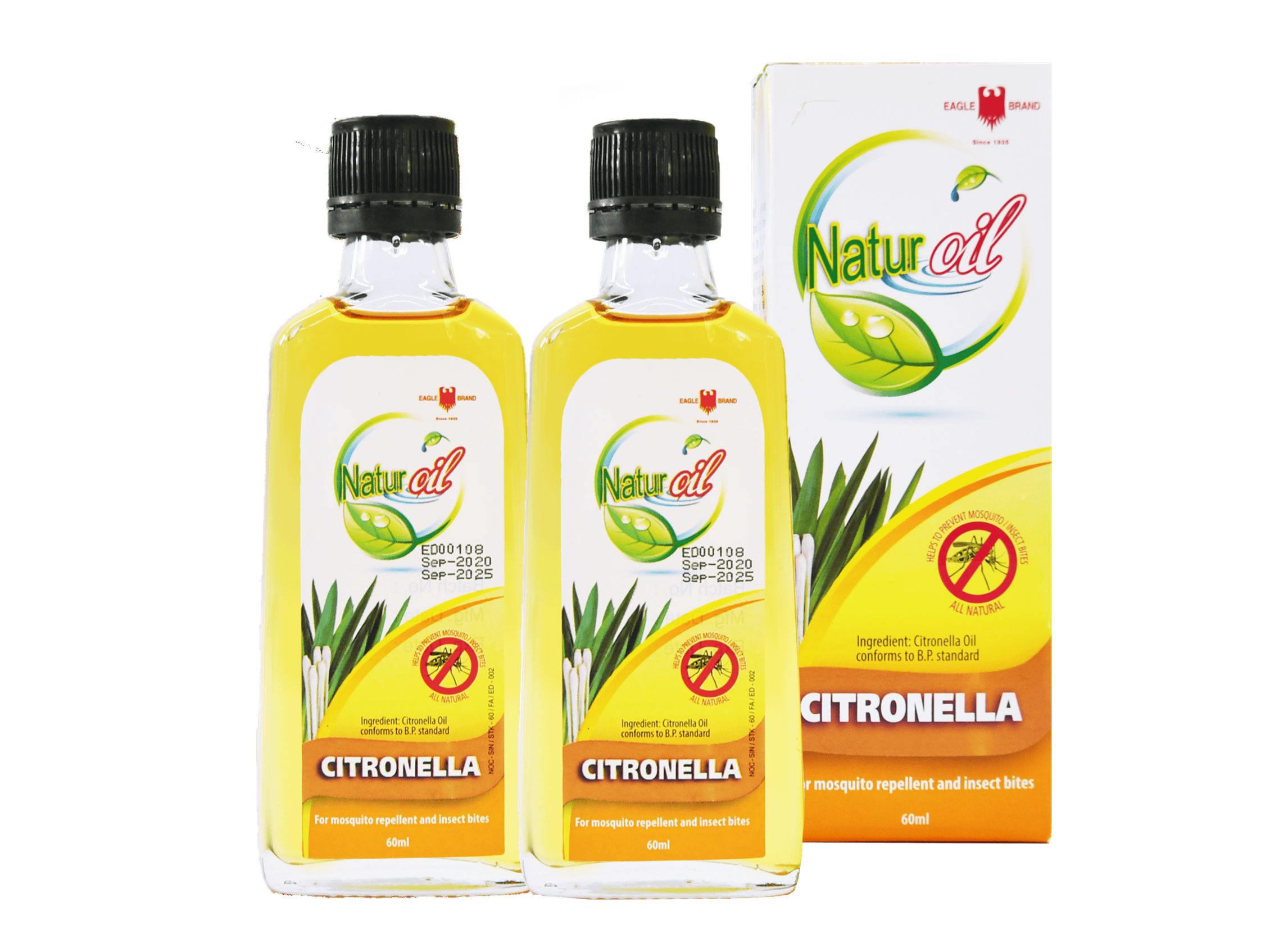Eagle Brand Naturoil Citronella Oil (Glass Bottle) Mosquito Repellent 60ml