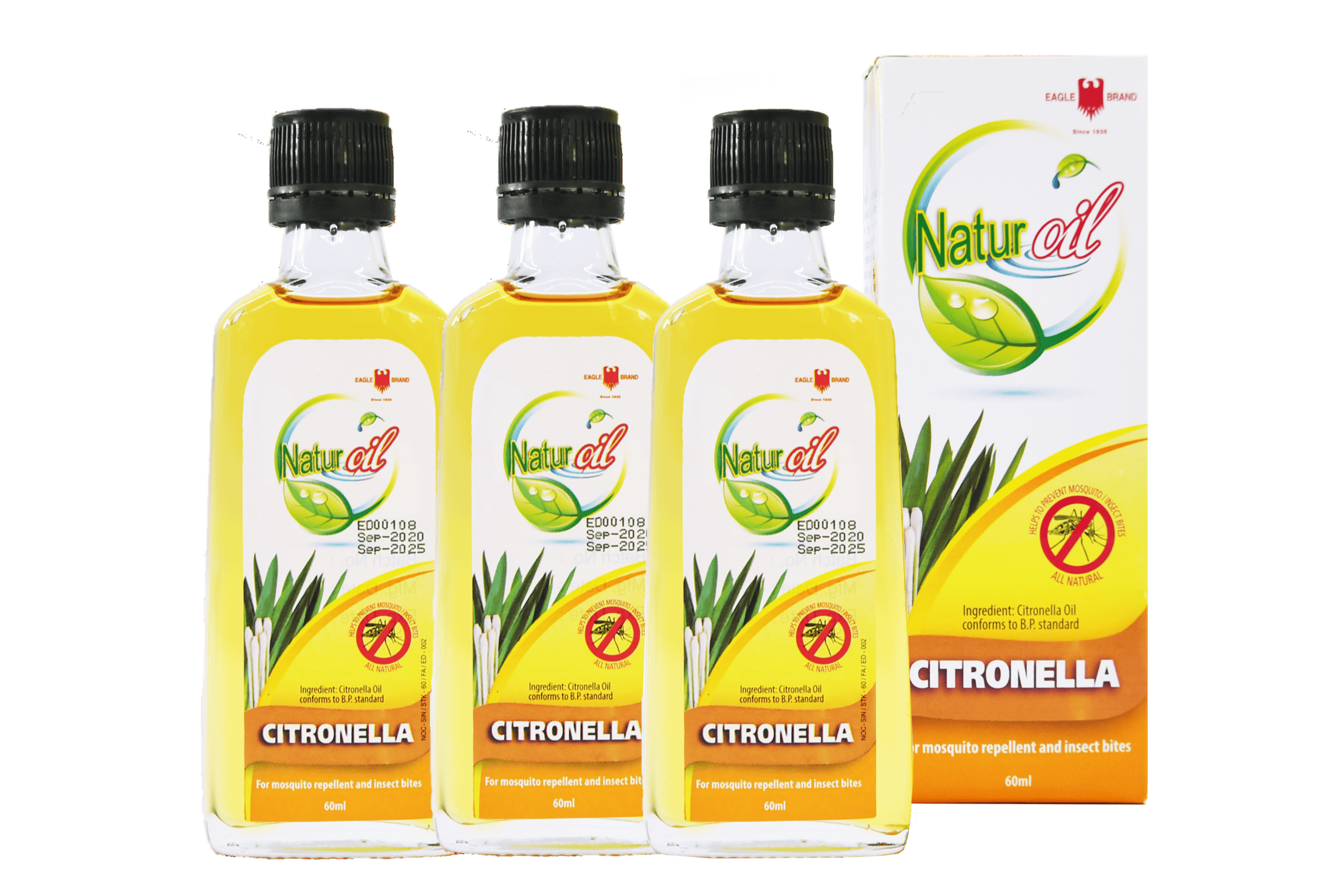 Eagle Brand Naturoil Citronella Oil (Glass Bottle) Mosquito Repellent 60ml