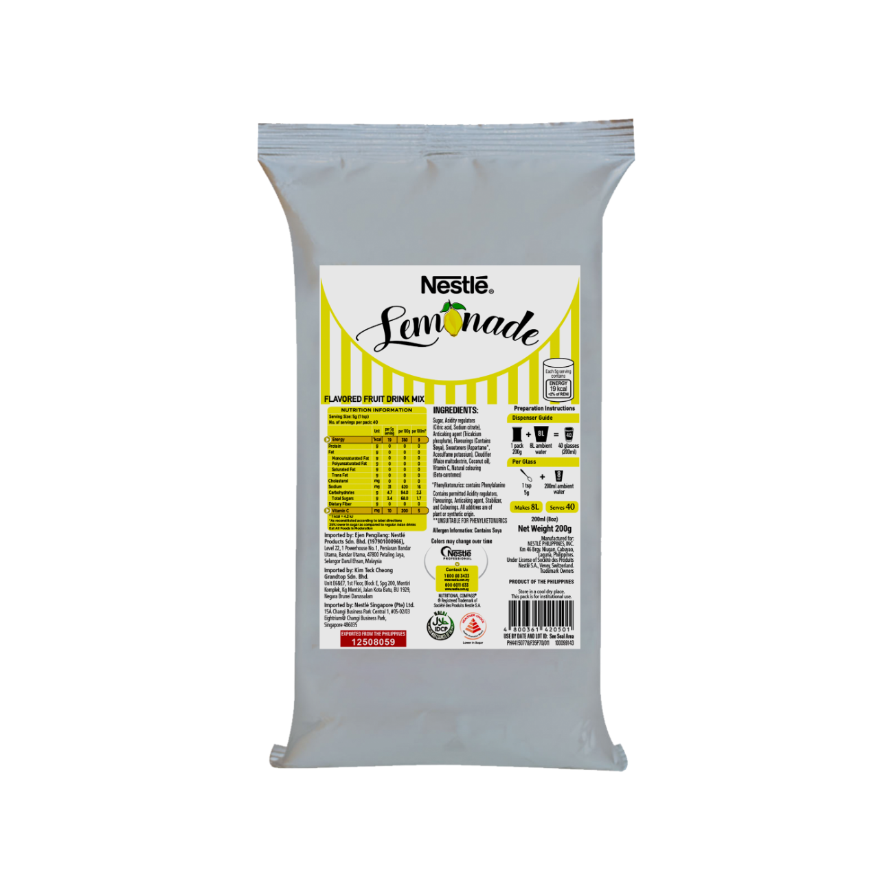 Nestle Lemonade package on a white background