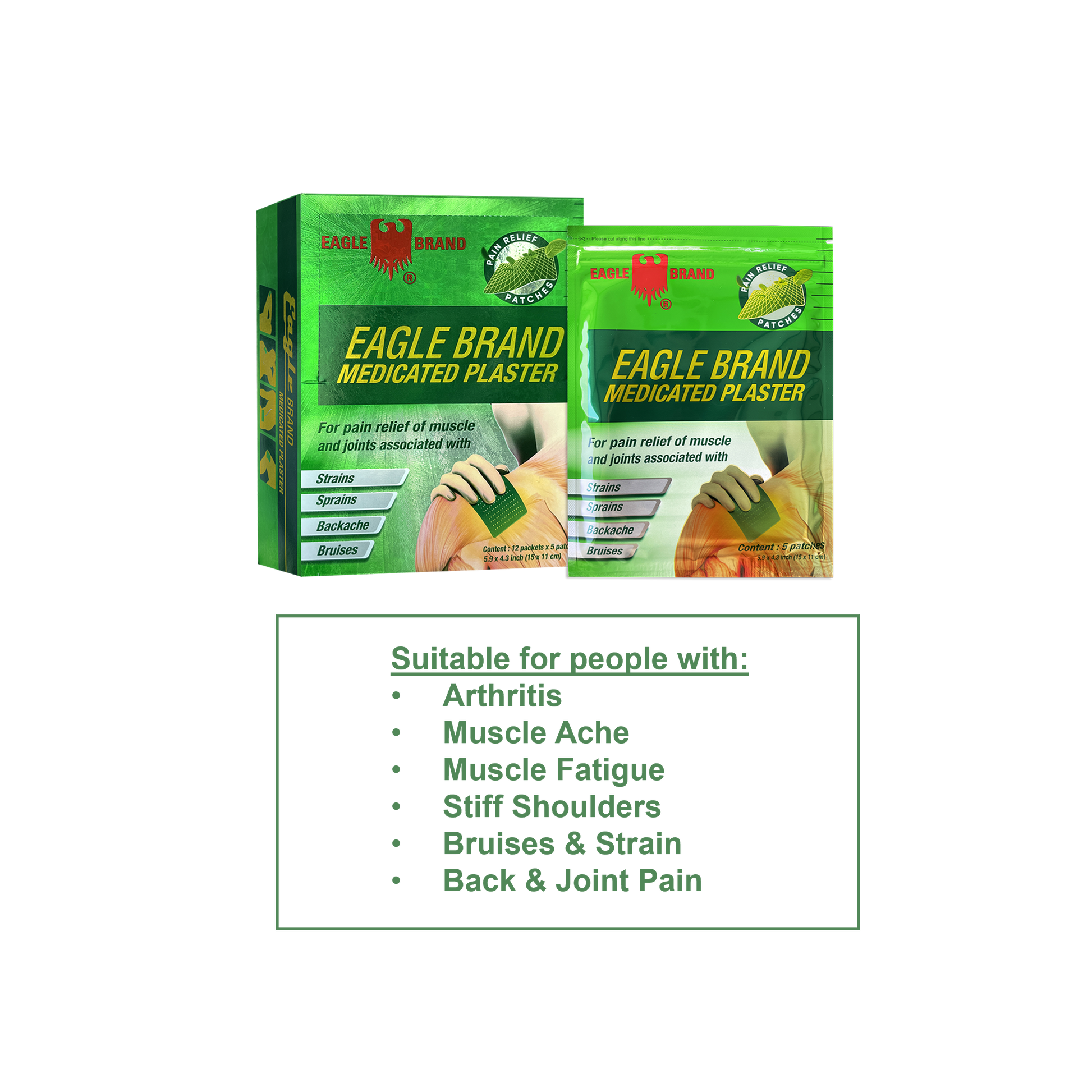 Eagle Brand Medicated Plaster 5 pcs  (15cm x 11cm)