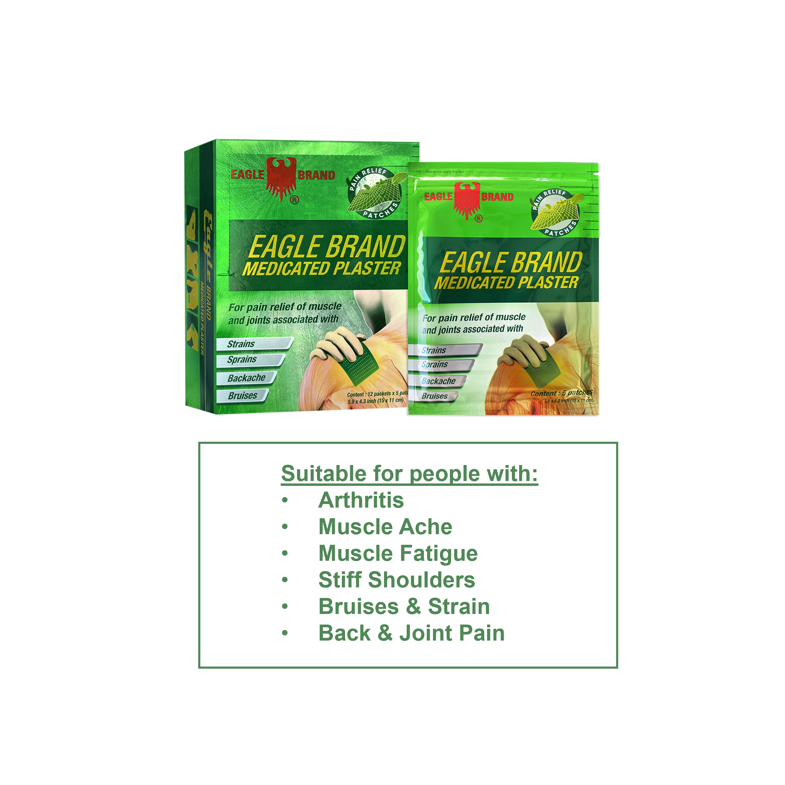 Eagle Brand Medicated Plaster 5 pcs  (15cm x 11cm)