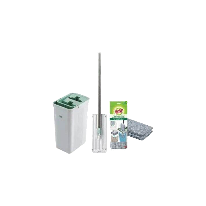 3M™ Scotch-Brite™ Hands-Free Mop with Compact Bucket, 1 pc/pack, For cleaning home floor easily & handsfree