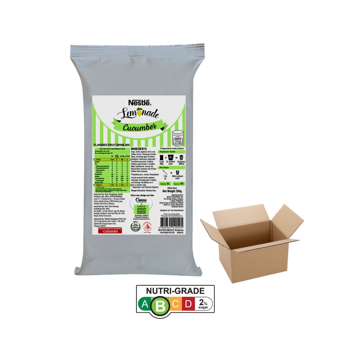 NESTLE PROFESSIONAL Cucumber Lemonade powder - 140g (Carton of 12 packs)