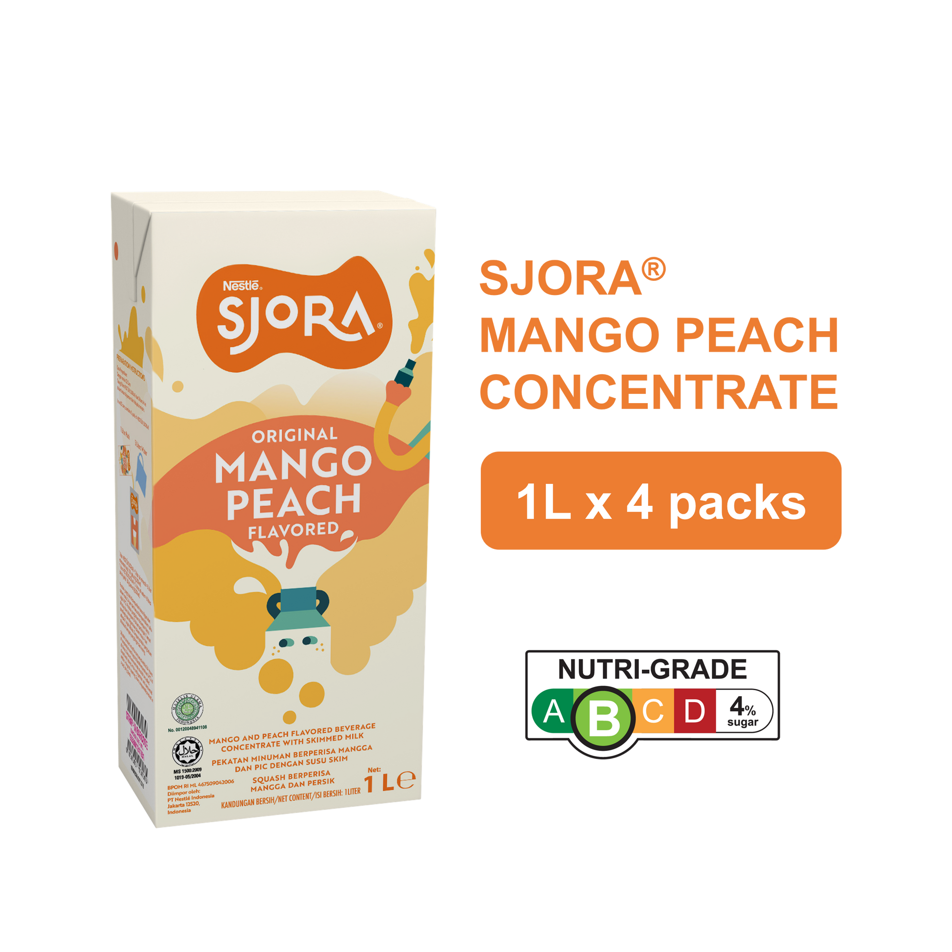 SJORA Mango Peach Reduced Sugar Concentrate - 1L