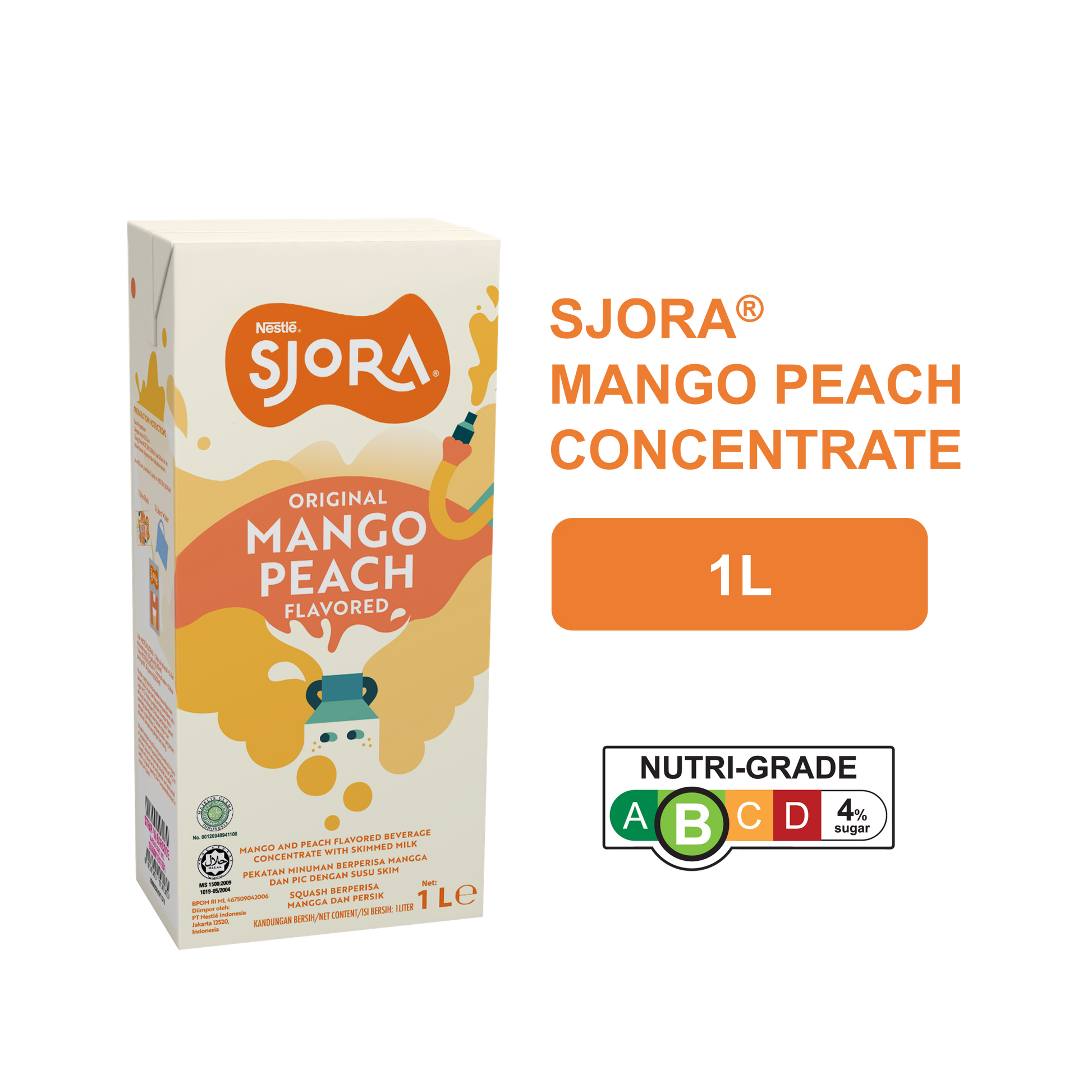 SJORA Mango Peach Reduced Sugar Concentrate - 1L