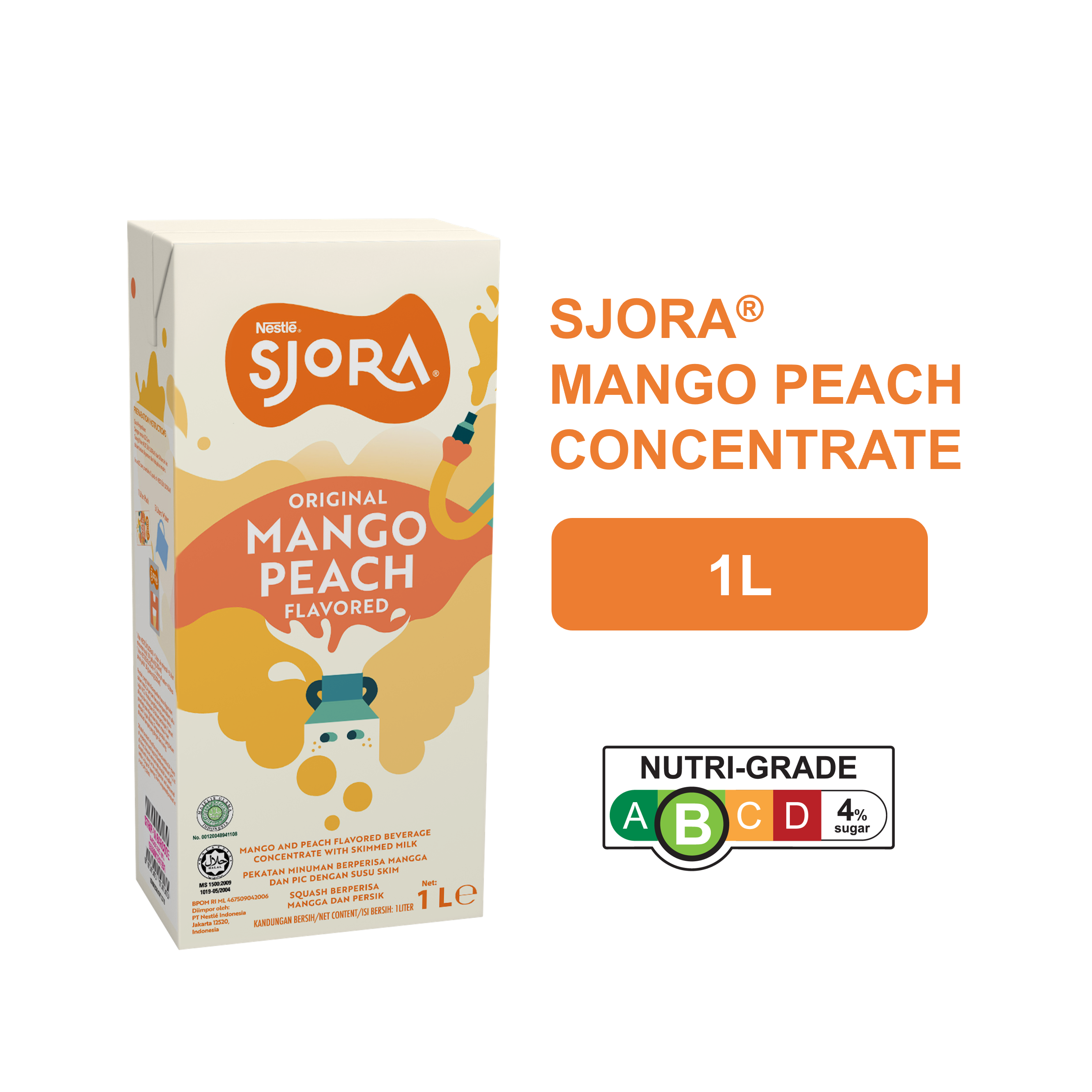 SJORA Mango Peach Reduced Sugar Concentrate - 1L
