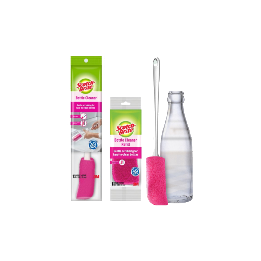 3M™ Scotch-Brite® Glass & Bottle Scrubber, Non-Scratch, 1 pc/pack, Refill Available, For cleaning glass & bottle