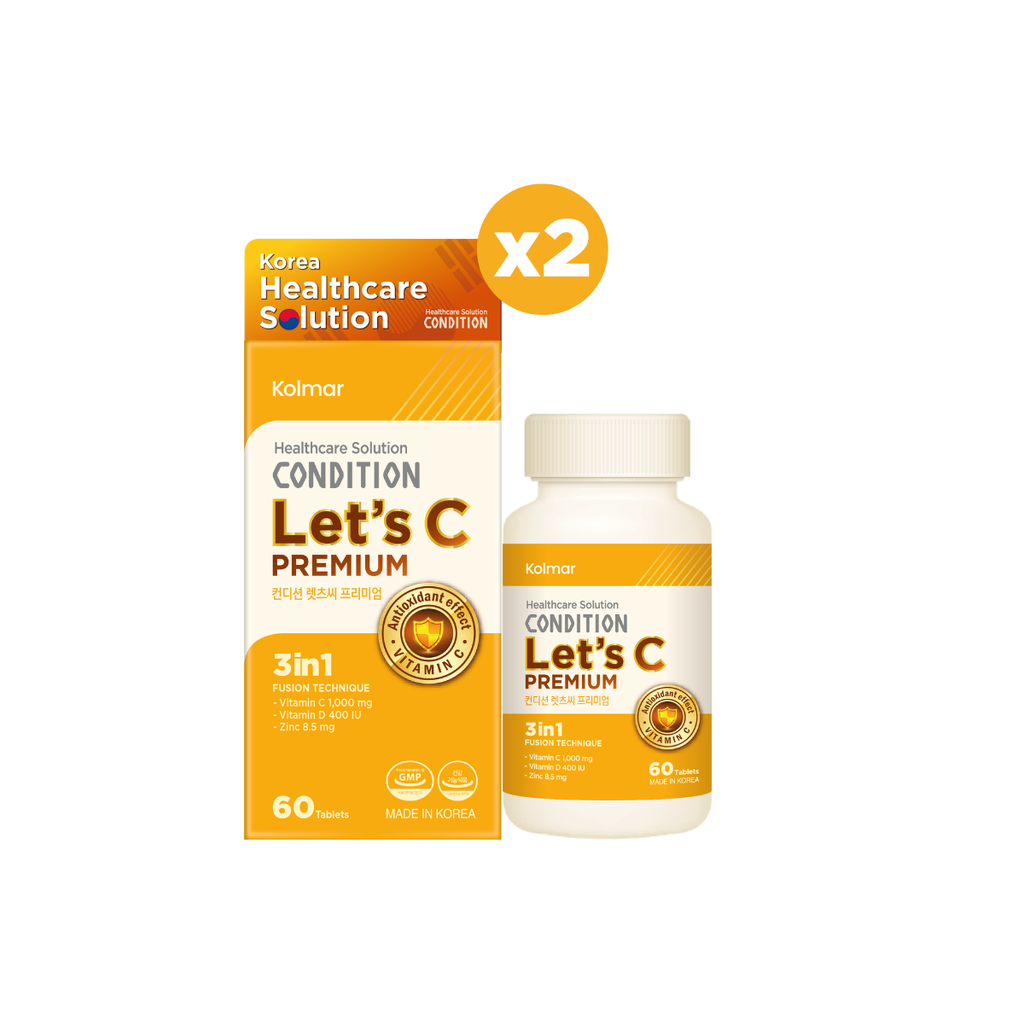 Condition Let's C Premium 3-in-1 60tabs, Vitamin C, D & Zinc, Boost Immunity