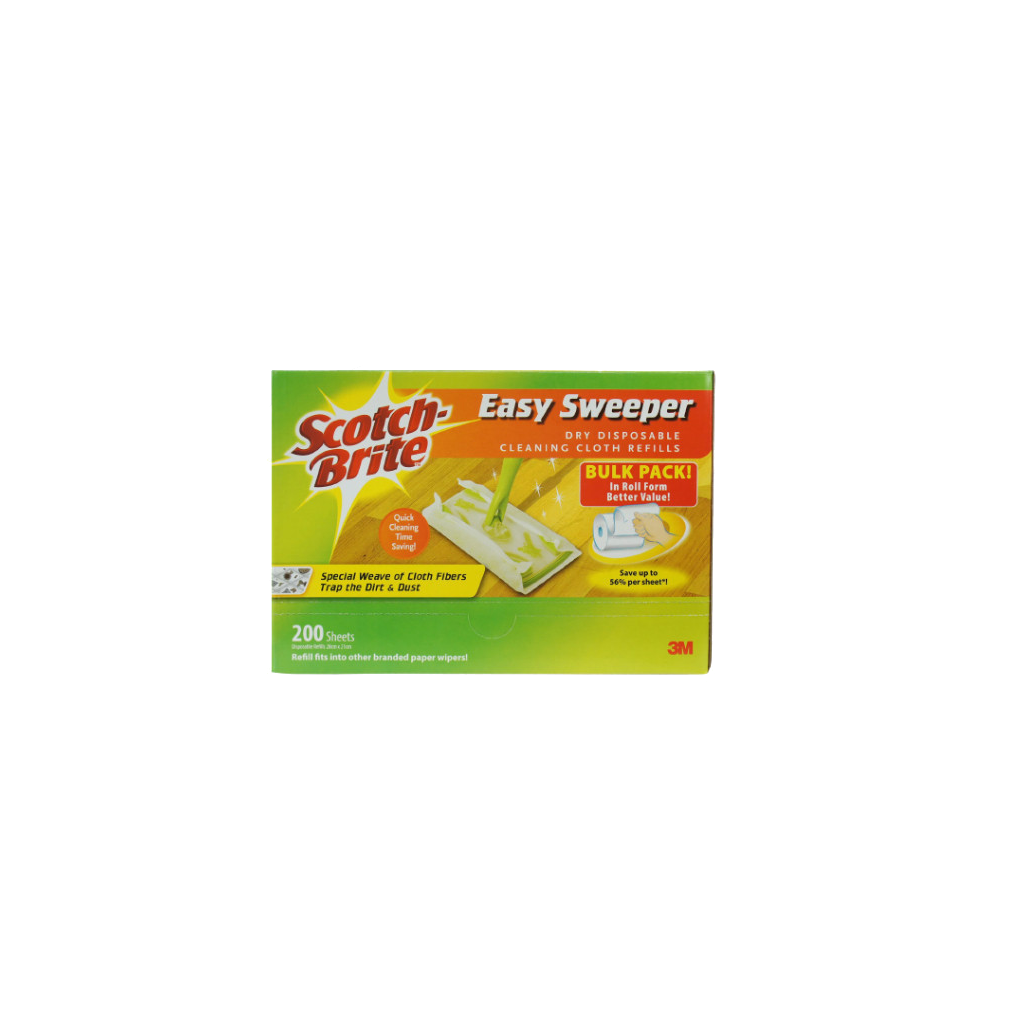 3M™ Scotch-Brite™ Easy Sweeper Dry Disposable Cleaning Cloth Refills, 200 pcs/pack, For Easy Sweeper Plus Mop