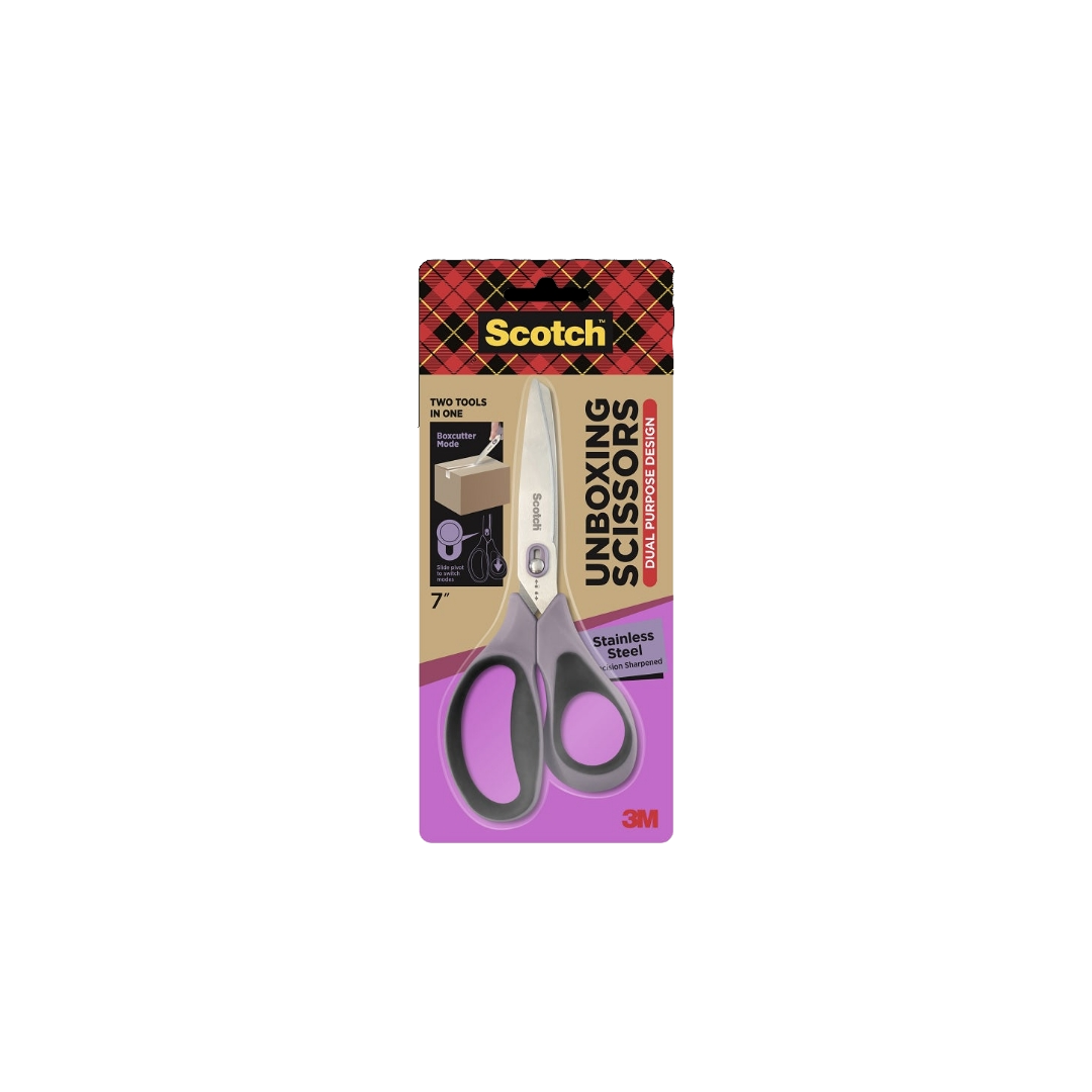 3M™ Scotch™ Unboxing Scissors Dual Purpose Design, Non-Stick/ Stainless, 1 pc/pack, 7 in, For package unboxing