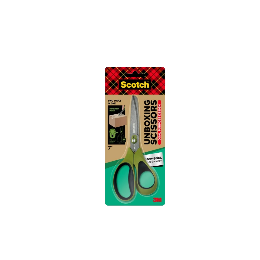 3M™ Scotch™ Unboxing Scissors Dual Purpose Design, Non-Stick/ Stainless, 1 pc/pack, 7 in, For package unboxing
