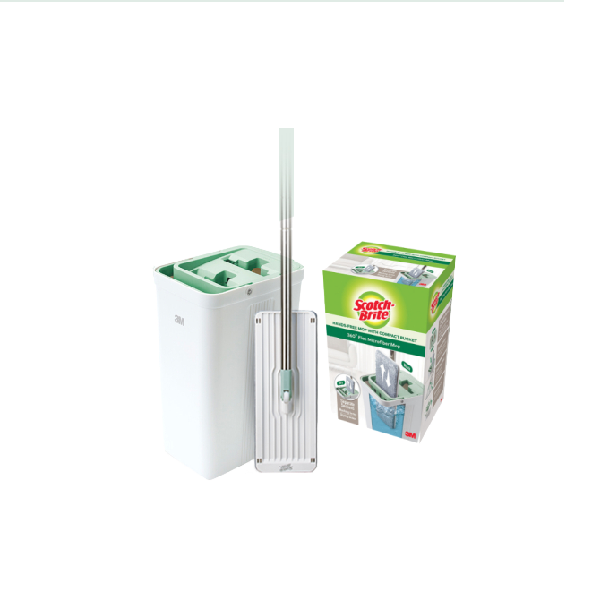 3M™ Scotch-Brite™ Hands-Free Mop with Compact Bucket, 1 pc/pack, For cleaning home floor easily & handsfree