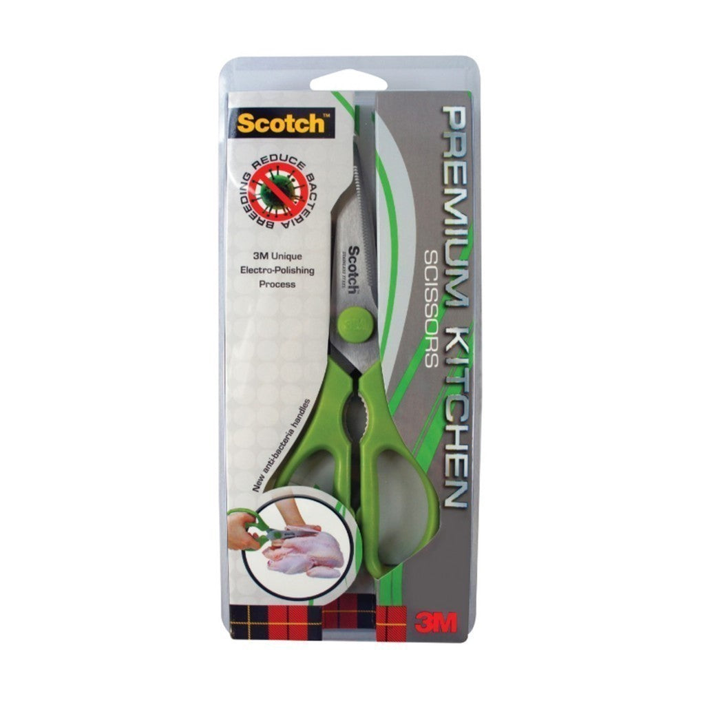3M™ Scotch™ Premium Kitchen Scissors, Anti-Bacterial, 1 pc/pack, Green, For cutting meat