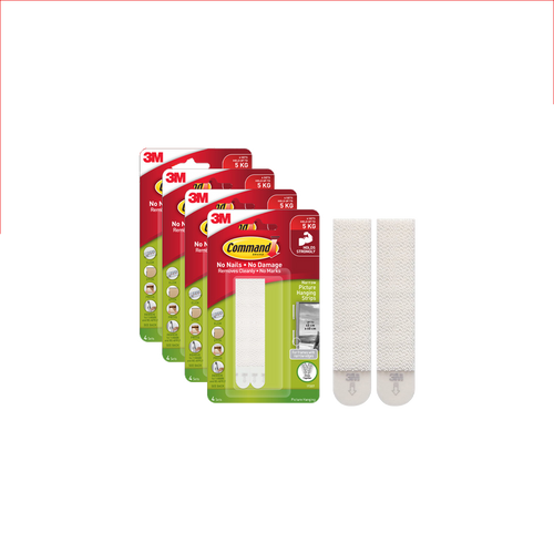 3M™ Command™ Narrow Picture Hanging Strips, 17207, No Surface Damage, Holds Up to 5kg, 4 pcs/pack, For picture hanging