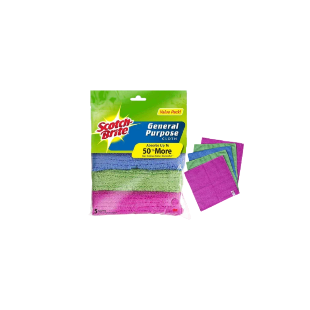 3M™ Scotch-Brite ® General Purpose Cloths + Scrub Dots Non Scratch, Bundle Pack, 5 pcs/pack