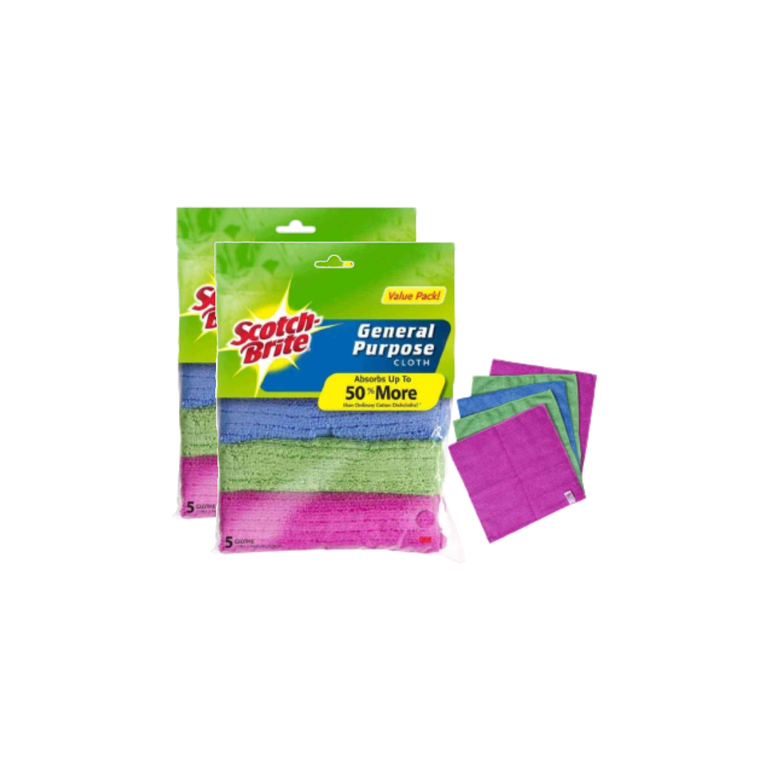 3M™ Scotch-Brite ® General Purpose Cloths + Scrub Dots Non Scratch, Bundle Pack, 5 pcs/pack