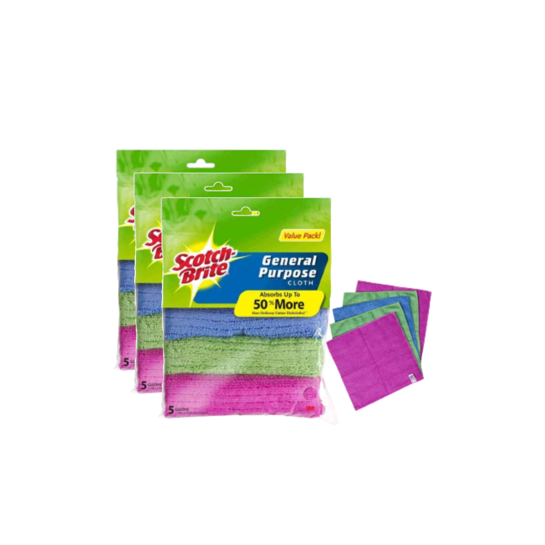 3M™ Scotch-Brite ® General Purpose Cloths + Scrub Dots Non Scratch, Bundle Pack, 5 pcs/pack