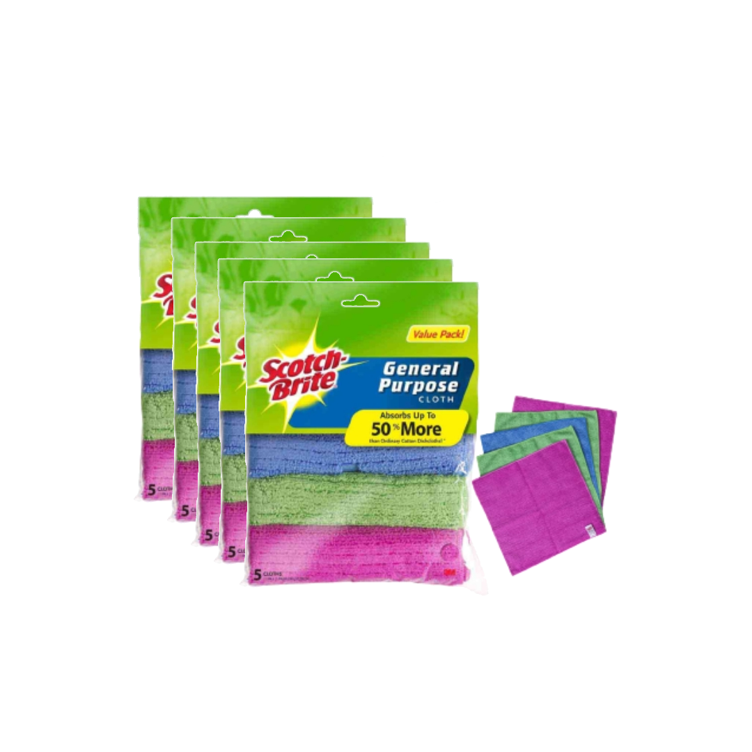 3M™ Scotch-Brite ® General Purpose Cloths + Scrub Dots Non Scratch, Bundle Pack, 5 pcs/pack